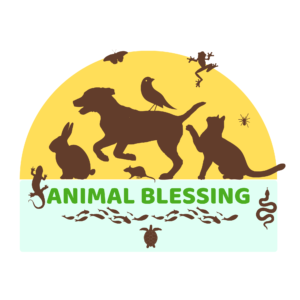 Silhouettes of many different types of animals stand out against a setting sun.