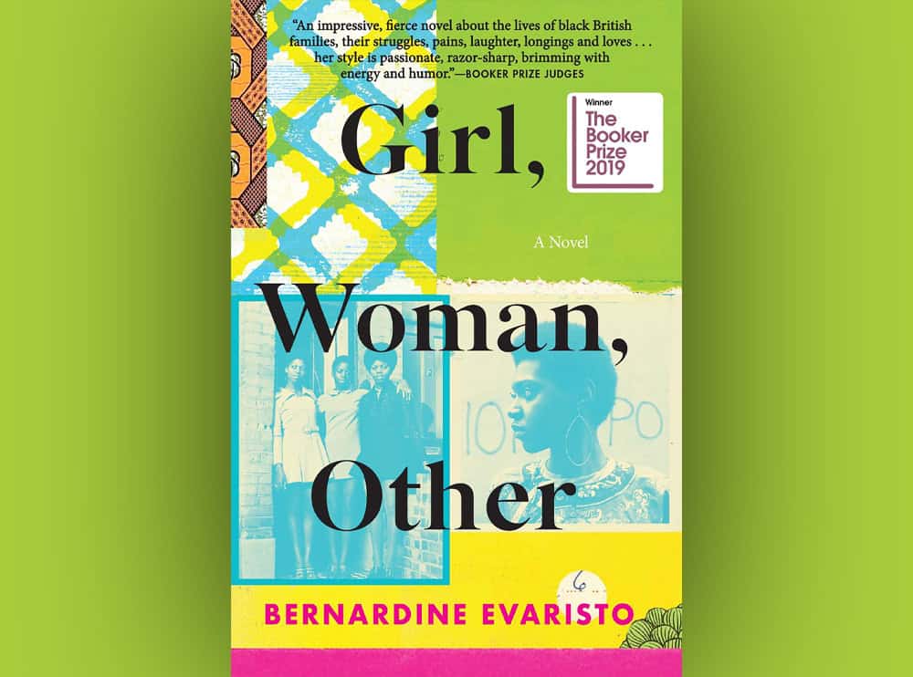 A cover of "Girl, Woman, Other" by Bernadine Evaristo