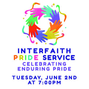 A flier for the Interfaith Pride Service.