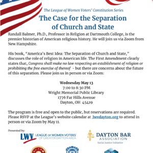 A flier for this event. It features a U.S. flag flying at the top of the page.