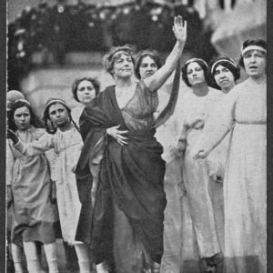 Suffragettes in front of the treasury building in Washington, DC.